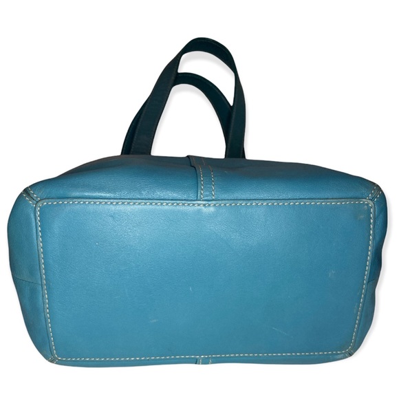 Coach Blue Leather Stitch Tote - Picture 6 of 14